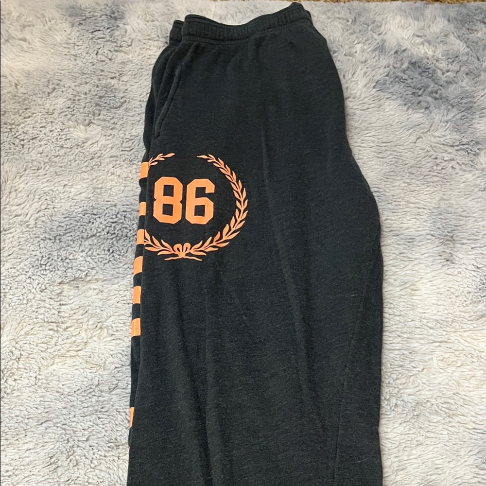 Victoria's Secret Black Joggers with Orange 86 Graphic